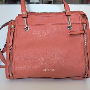 Calvin Klein Orange-ish Leather Satchel